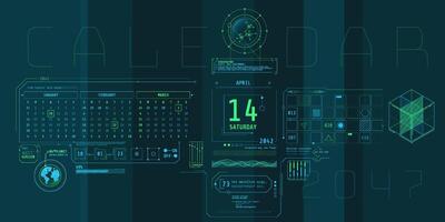 Composition of computer HUD interface with Calendar. vector