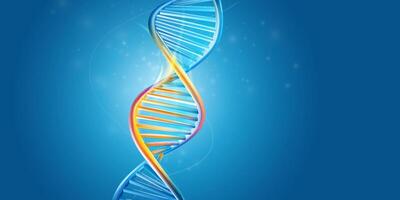 DNA molecule structure on a blue background. vector