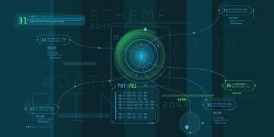 Composition of computer HUD interface with Code Architecture. vector