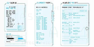 HUD interface elements with part of the code Assembly. vector