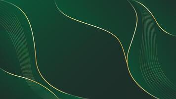 Emerald green abstract luxury background with gold lines. Elegant wave modern wallpaper vector