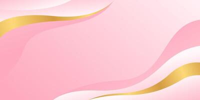 Elegant pink luxury background. Abstract wave dynamic wallpaper with gold lines vector