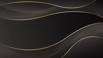 Elegant black luxury wave background with gold lines. Abstract modern wallpapers. Suitable for templates, banners, sales, ads, events, awards, web, pages, and others vector