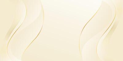 Abstract cream color luxury wave background with gold lines. Elegant modern wallpaper vector