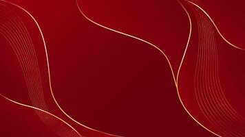 Abstract red luxury background with gold lines. Elegant wave modern wallpaper vector