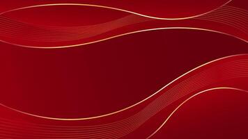 Abstract red luxury background with gold lines. Elegant wave modern wallpaper vector
