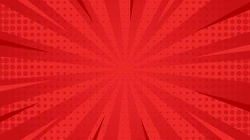 Red comic sunburst effect background with halftone. pop art comic style background vector