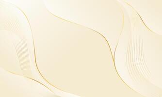 Elegant cream color luxury background. Abstract wave dynamic wallpaper with gold lines vector