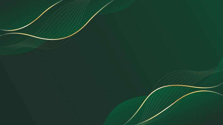 Emerald green abstract luxury background with gold lines. Elegant wave modern wallpaper