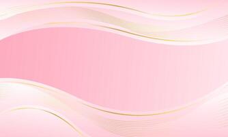 Elegant pink luxury background. Abstract wave dynamic wallpaper with gold lines vector