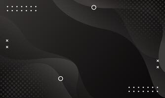 Abstract black fluid wave background with halftone, modern geometric wallpaper. illustration vector