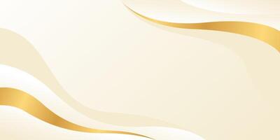 Abstract cream color luxury wave background with gold lines vector