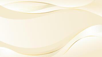 Beautiful cream color luxury wave background with gold lines. Abstract elegant wallpapers vector