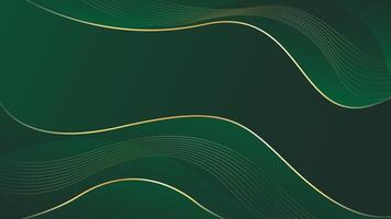 Emerald green abstract luxury background with gold lines. Elegant wave modern wallpaper vector