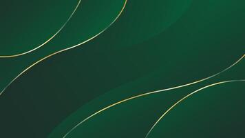 Emerald green abstract luxury background with gold lines. Elegant wave modern wallpaper vector