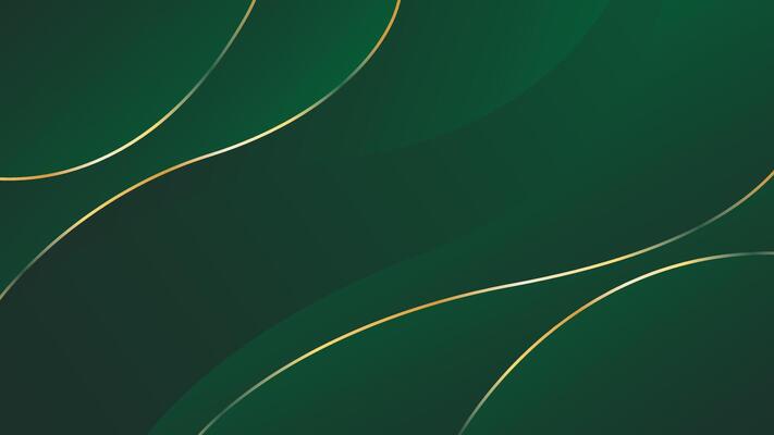 Emerald green abstract luxury background with gold lines. Elegant wave modern wallpaper