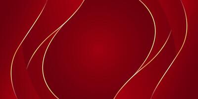 Elegant red luxury wave background with gold lines. Abstract modern wallpapers vector