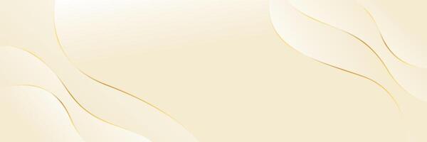 Abstract cream color luxury banner background with gold lines. Elegant wave modern banner vector