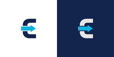 Modern and unique E arrow logo design vector