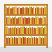 flat bookshelf with books vector