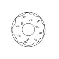 donut isolated on white background for coloring book activity vector