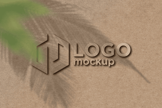 Brown Paper Cardboard style Logo Mockup psd