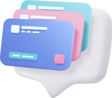 A speech bubble with three cards in it png