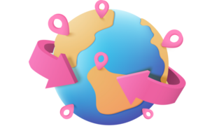 ein Rosa Globus mit Pfeile zeigen zu es png