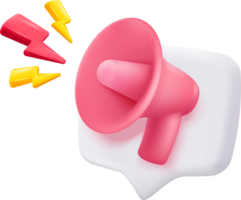 A pink megaphone with yellow and red sparks png
