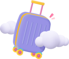 A cartoon suitcase with clouds and clouds png