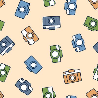Camera Seamless Pattern illustration for Print, Wallpaper, Decoration.