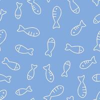Outline Bunch of Fish Seamless Pattern illustration Design vector
