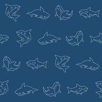 Outline Collection of Shark Seamless Pattern illustration Design vector