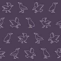 Outline Collection of Crow Seamless Pattern illustration for Print, Wallpaper, Decoration. vector