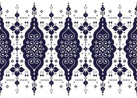 geometric ethnic fabric seamless pattern dark blue on white background, oriental design for cloth, carpet, batik, wallpaper, wrapping etc. vector