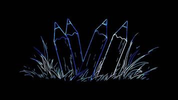 Neon frame effect, Pencil Symbolizes sketching and drafting on black background video
