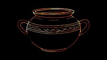 Neon frame effect, Clay Pot Represents pottery and ceramics on black background video