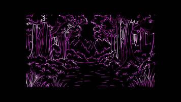 Neon frame effect, nature scenery on black background video