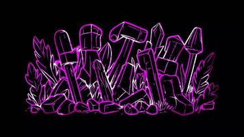Neon frame effect, Chisel and Hammer Symbolizes sculpting and carving on black background video