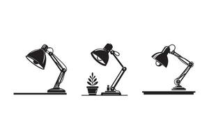 Table lamp for Desk Study Flat silhouette Illustration Design vector