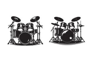 Drum kit set Design Silhouette vector