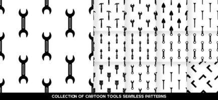Collection of Silhouette cartoon doodle tools seamless pattern, . vector