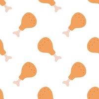 Cartoon Drumstick Chicken seamless patterns, . vector