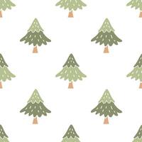 Cartoon cute pine tree seamless pattern. vector
