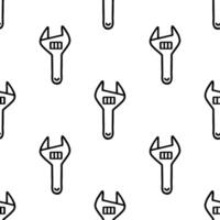 Cartoon doodle adjustable wrench seamless pattern. vector