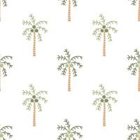 Cartoon cute coconut tree seamless pattern. vector