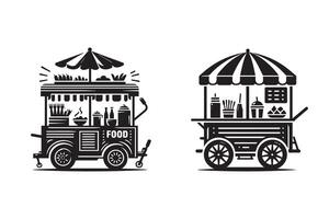 Street Food Cart Silhouette Illustration Design vector