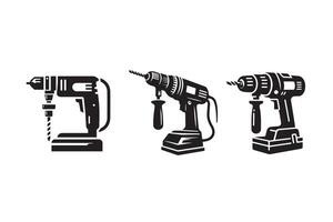 Drill Machine Silhouette Illustration Design vector