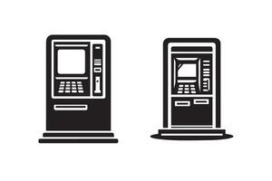 ATM Booth Machine Silhouette Illustration vector