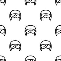 Pilot helmet cartoon doodle seamless pattern, . vector
